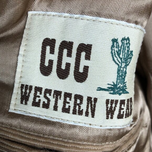 Vintage CC Western Wear Corduroy Blazer Mens 50L Tan Sport Coat Elbow Patch - Picture 12 of 16